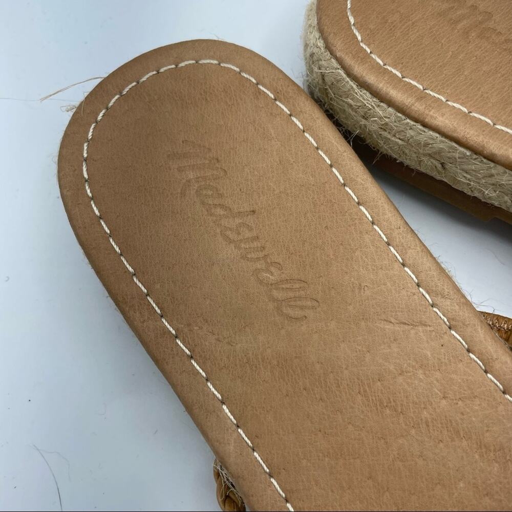Madewell Platform Espadrille Strappy Sandals Womens 10 Tan Leather Braided Flats - Picture 4 of 7